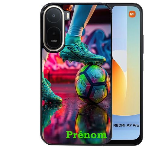 Coque noire pour Redmi A7 PRO motif foot controle personnalisee