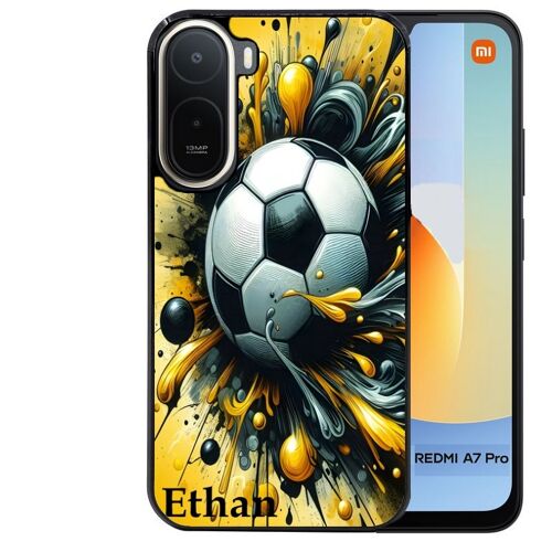 Coque noire pour Redmi A7 PRO motif football personnalisee
