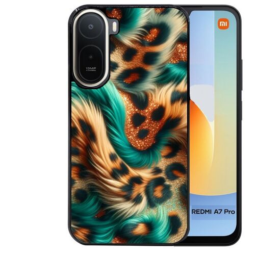 Coque noire pour Redmi A7 PRO motif effet fourrure leopard 3