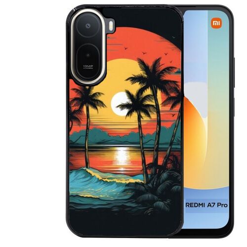Coque noire pour Redmi A7 PRO hawaii palmier