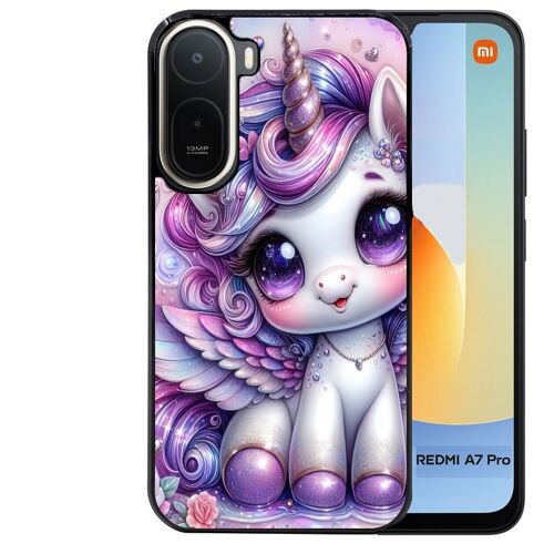 Coque noire pour Redmi A7 PRO motif licorne violette