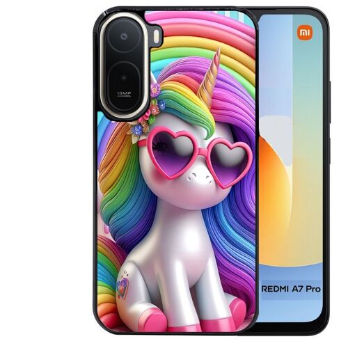Coque noire pour Redmi A7 PRO motif licorne pop art