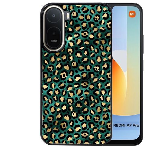 Coque noire pour Redmi A7 PRO leopard vert