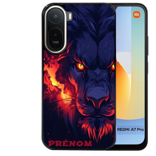 Coque noire pour Redmi A7 PRO lion anime