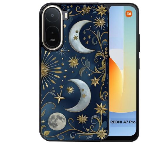 Coque noire pour Redmi A7 PRO lune et etoile