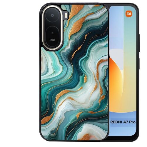 Coque noire pour Redmi A7 PRO motif marbre vert