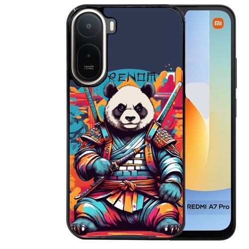 Coque noire pour Redmi A7 PRO motif panda katana personnalisee