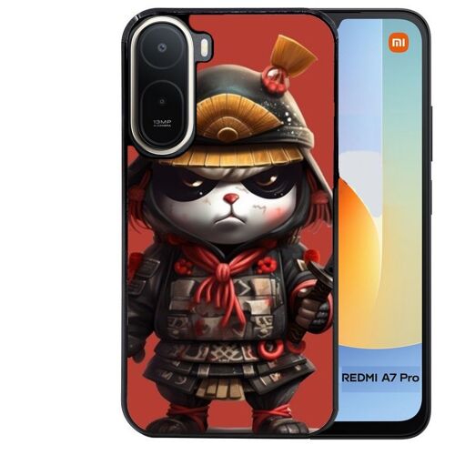 Coque noire pour Redmi A7 PRO panda et samourai