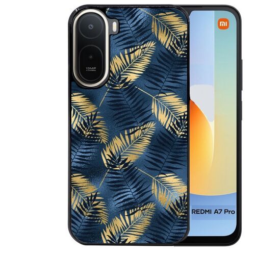 Coque noire pour Redmi A7 PRO motif palmier bleu