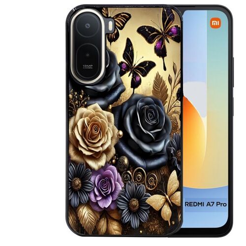 Coque noire pour Redmi A7 PRO motif papillon gothic
