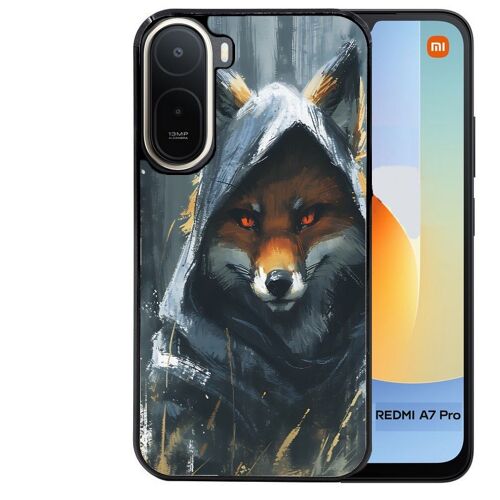 Coque noire pour Redmi A7 PRO renard fox des bois