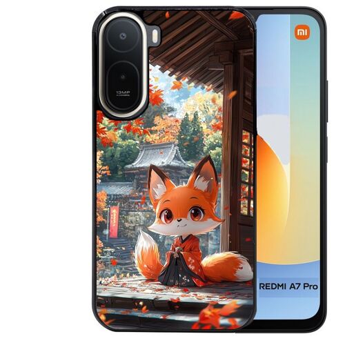 Coque noire pour Redmi A7 PRO motif renard et fox anime