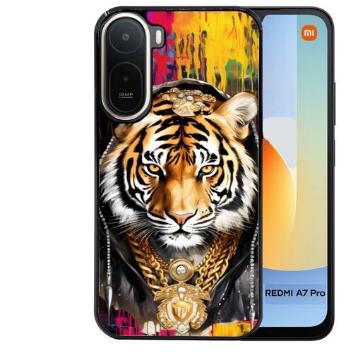 Coque noire pour Redmi A7 PRO tigre style hip hop