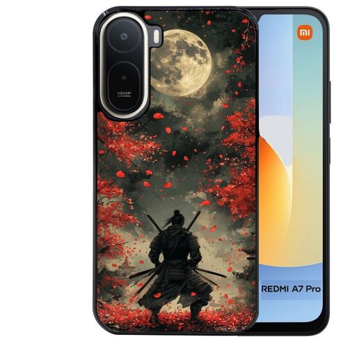 Coque noire pour Redmi A7 PRO motif samourai et katana