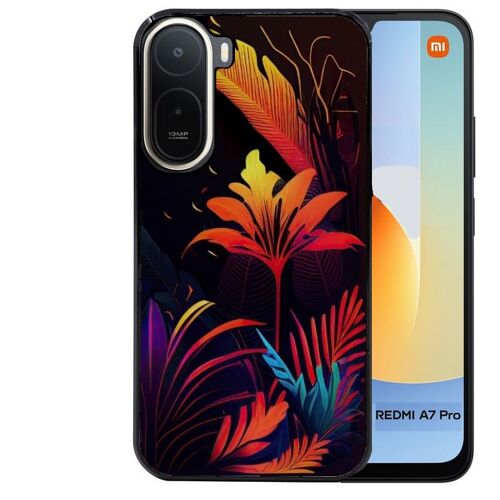 Coque noire pour Redmi A7 PRO tropical jaune Fleur