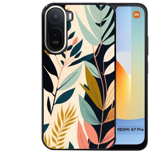 Coque noire pour Redmi A7 PRO vintage et fleur