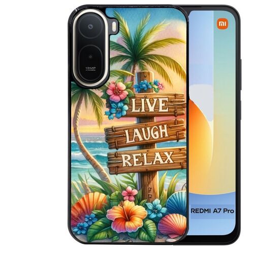 Coque noire pour Redmi A7 PRO motif tropical vacances