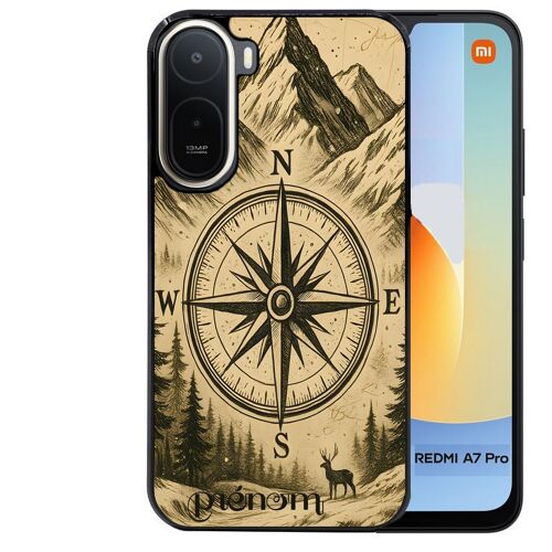 Coque noire pour Redmi A7 PRO voyage et boussole