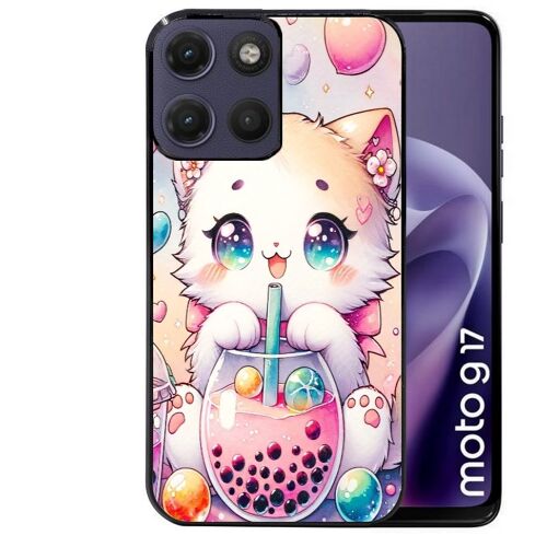 Coque noire pour MOTO G17 et G17 POWER chat bubble manga