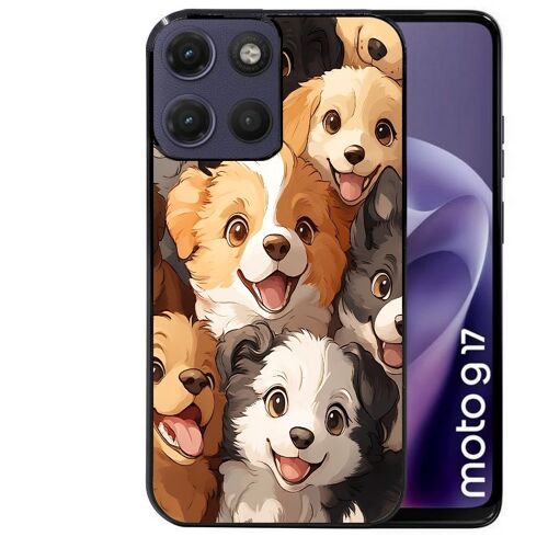 Coque noire pour MOTO G17 et G17 POWER motif chien smile