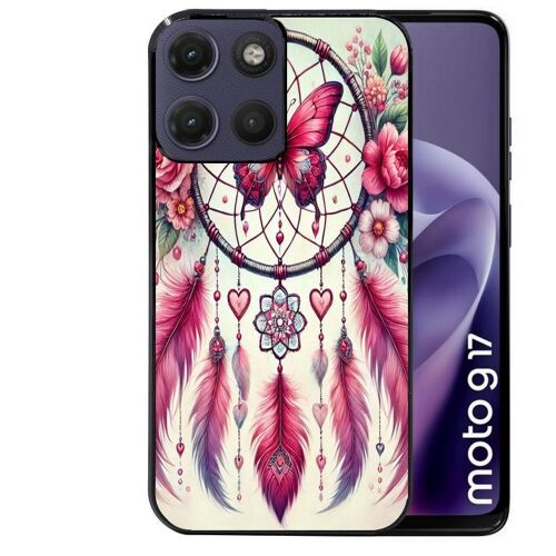 Coque noire pour MOTO G17 et G17 POWER motif dreamcatcher et papillon