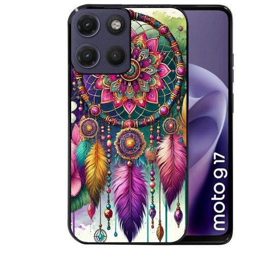 Coque noire pour MOTO G17 et G17 POWER motif dreamcatcher et mandala
