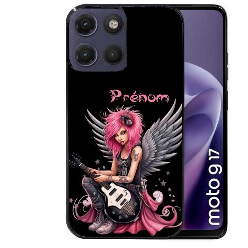 Coque noire pour MOTO G17 et G17 POWER motif fee rock personnalisee