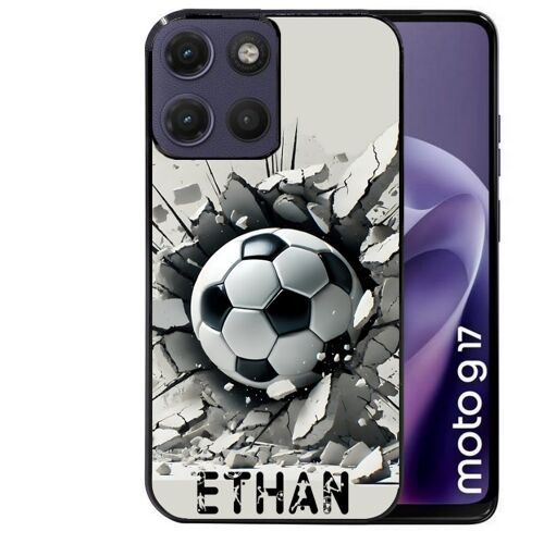 Coque noire pour MOTO G17 et G17 POWER motif foot beton personnalisee