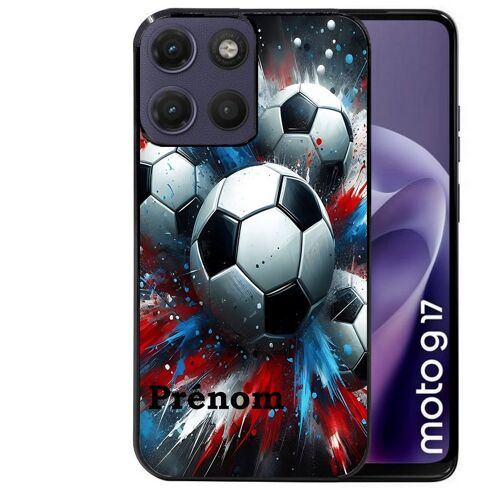 Coque noire pour MOTO G17 et G17 POWER motif foot tricolore personnalisee