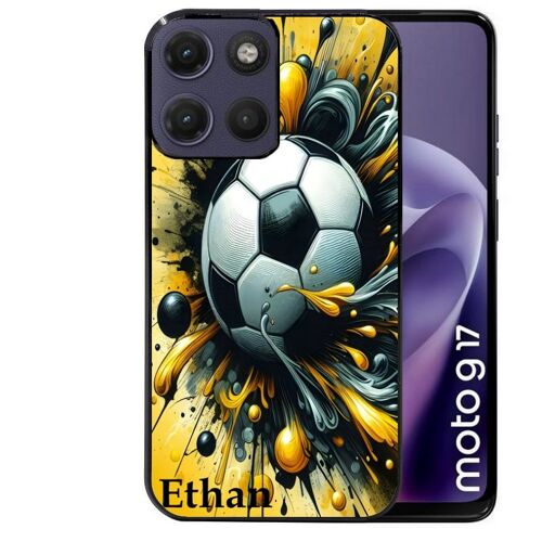 Coque noire pour MOTO G17 et G17 POWER motif football personnalisee
