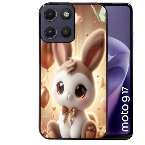 Coque noire pour MOTO G17 et G17 POWER motif lapin ballon