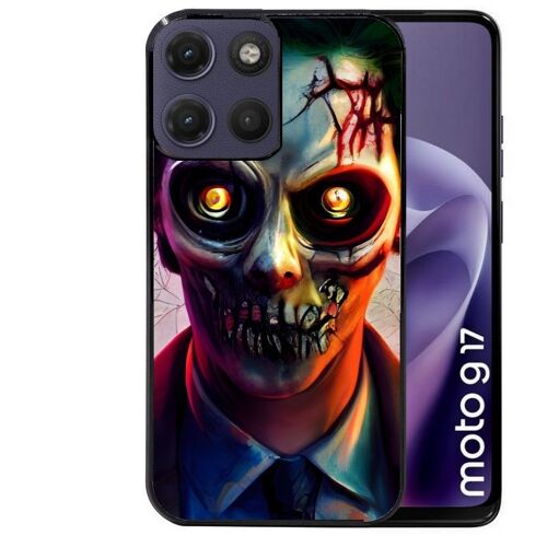Coque noire pour MOTO G17 et G17 POWER joker manga et zombie walking dead