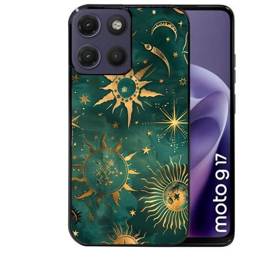 Coque noire pour MOTO G17 et G17 POWER lune astro