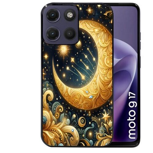 Coque noire pour MOTO G17 et G17 POWER lune astre