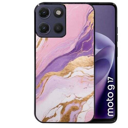 Coque noire pour MOTO G17 et G17 POWER marbre violet