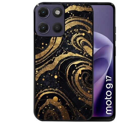 Coque noire pour MOTO G17 et G17 POWER marbre noir