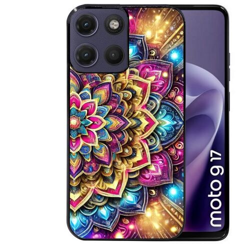 Coque noire pour MOTO G17 et G17 POWER motif mandala 2