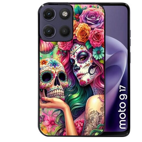 Coque noire pour MOTO G17 et G17 POWER tete de mort calavera skull