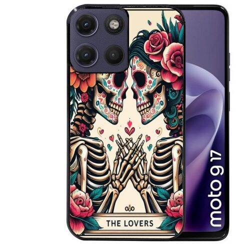 Coque noire pour MOTO G17 et G17 POWER tete de mort lovers