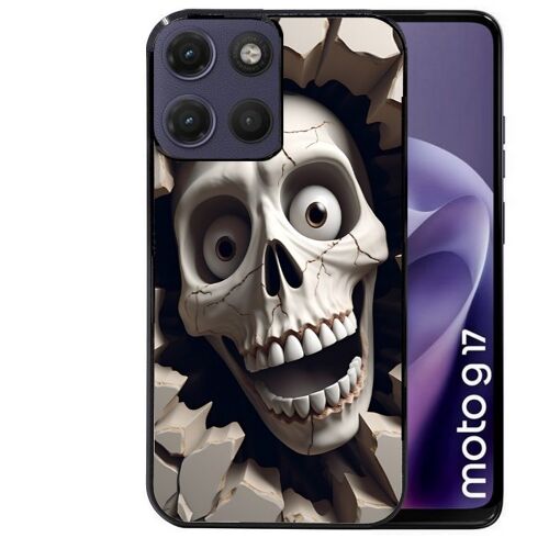 Coque noire pour MOTO G17 et G17 POWER mort squelette smile