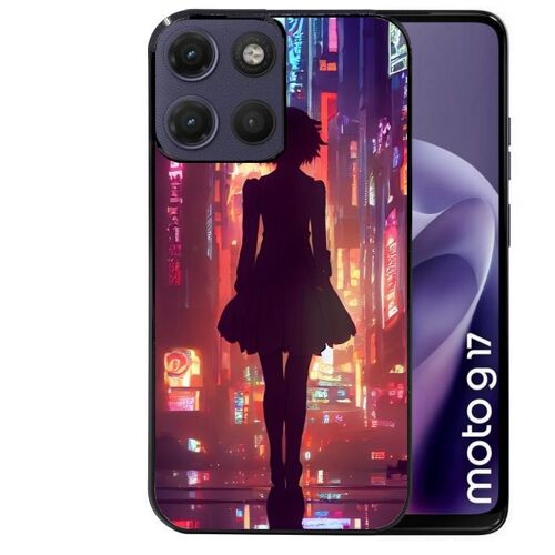 Coque noire pour MOTO G17 et G17 POWER new york anime