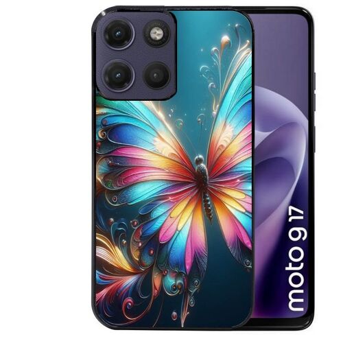 Coque noire pour MOTO G17 et G17 POWER motif papillon arc