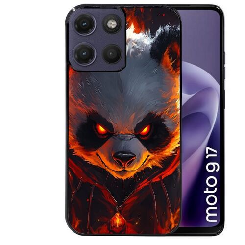 Coque noire pour MOTO G17 et G17 POWER motif panda very angry