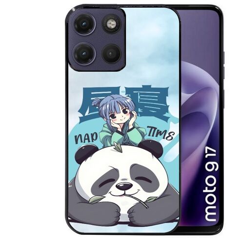 Coque noire pour MOTO G17 et G17 POWER motif panda anime