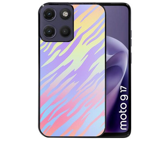 Coque noire pour MOTO G17 et G17 POWER zebre pastel