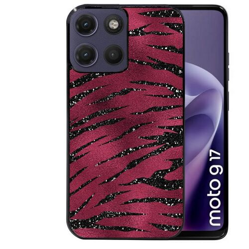 Coque noire pour MOTO G17 et G17 POWER zebre grenat