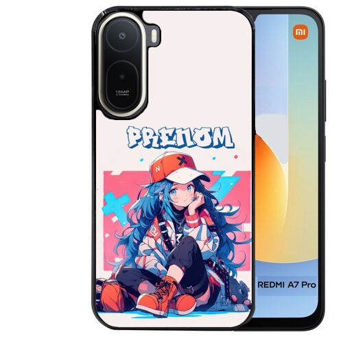 Coque noire pour Redmi A7 PRO motif anime casquette personnalisee