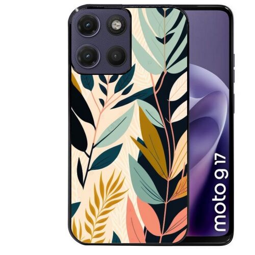 Coque noire pour MOTO G17 et G17 POWER vintage et fleur