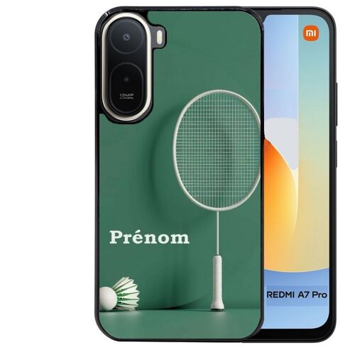 Coque noire pour Redmi A7 PRO motif badminton sport personnalisee