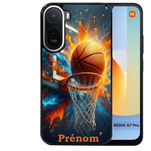 Coque noire pour Redmi A7 PRO motif basket ball color personnalisee
